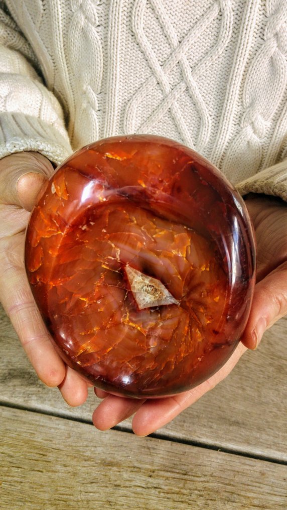 Carnelian χειροποίητος λίθος - δοχείο σαπουνιού Μπολ - Ύψος: 12 cm - Πλάτος: 11 cm- 1033 g #3.2