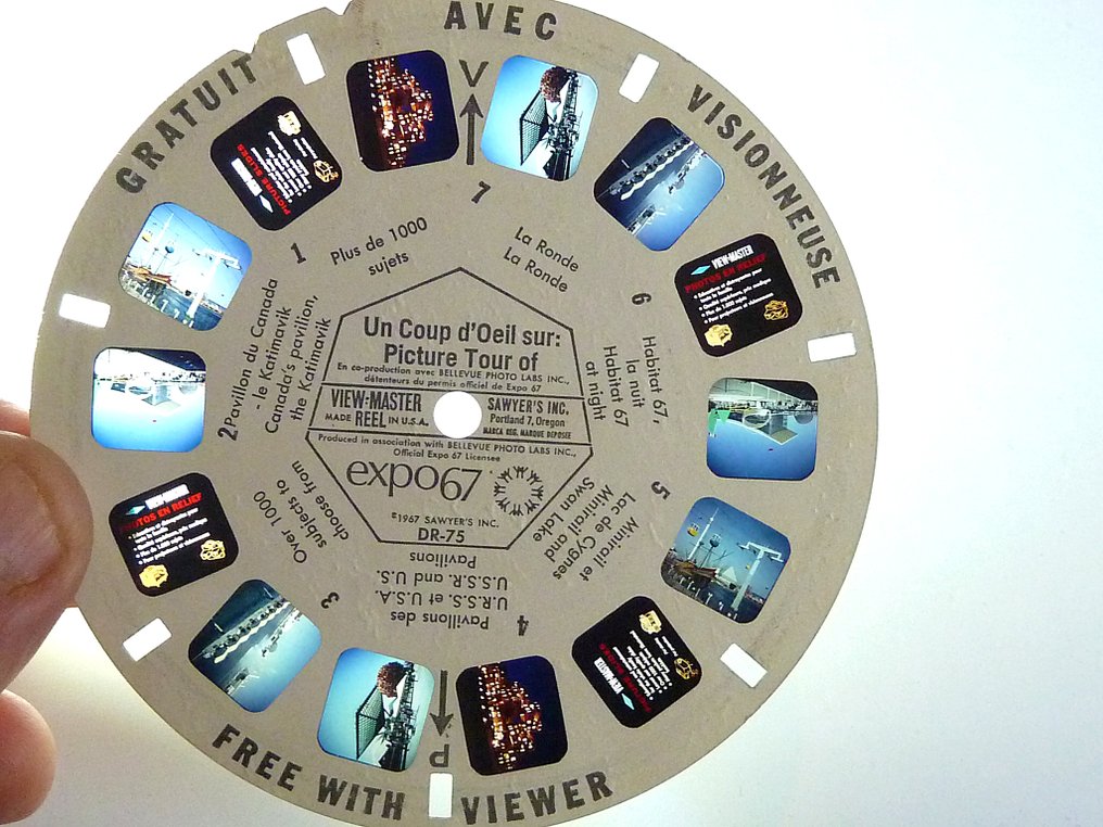 Viewmaster DR-75 Picture Tour of Expo 67 - zeer zeldzame schijf - Frans Viewmaster tekercs #1.0