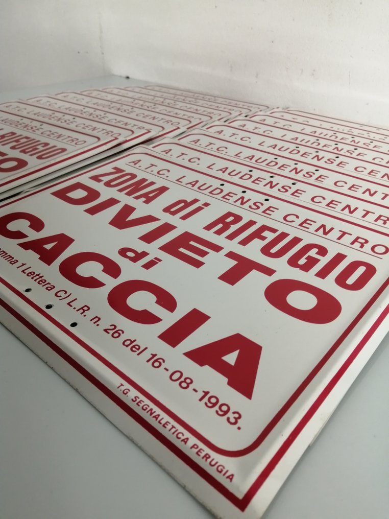 Sign - 16x Segnale Stradale - Divieto/Caccia - 1970s #1.0