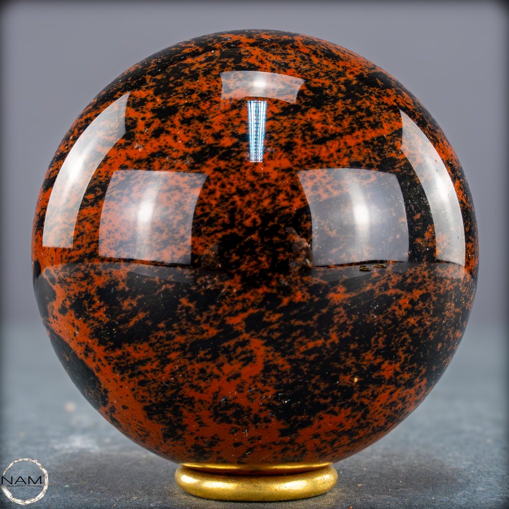 雄伟的桃花心木黑曜石球 来自墨西哥- 511.09 g #4.3