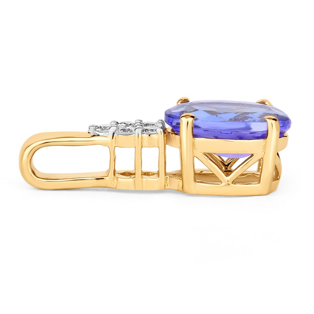 Κρεμαστό κόσμημα - 14 καράτια Κίτρινο χρυσό -  0.82ct. tw. Τανζανίτης - Διαμάντι #4.3