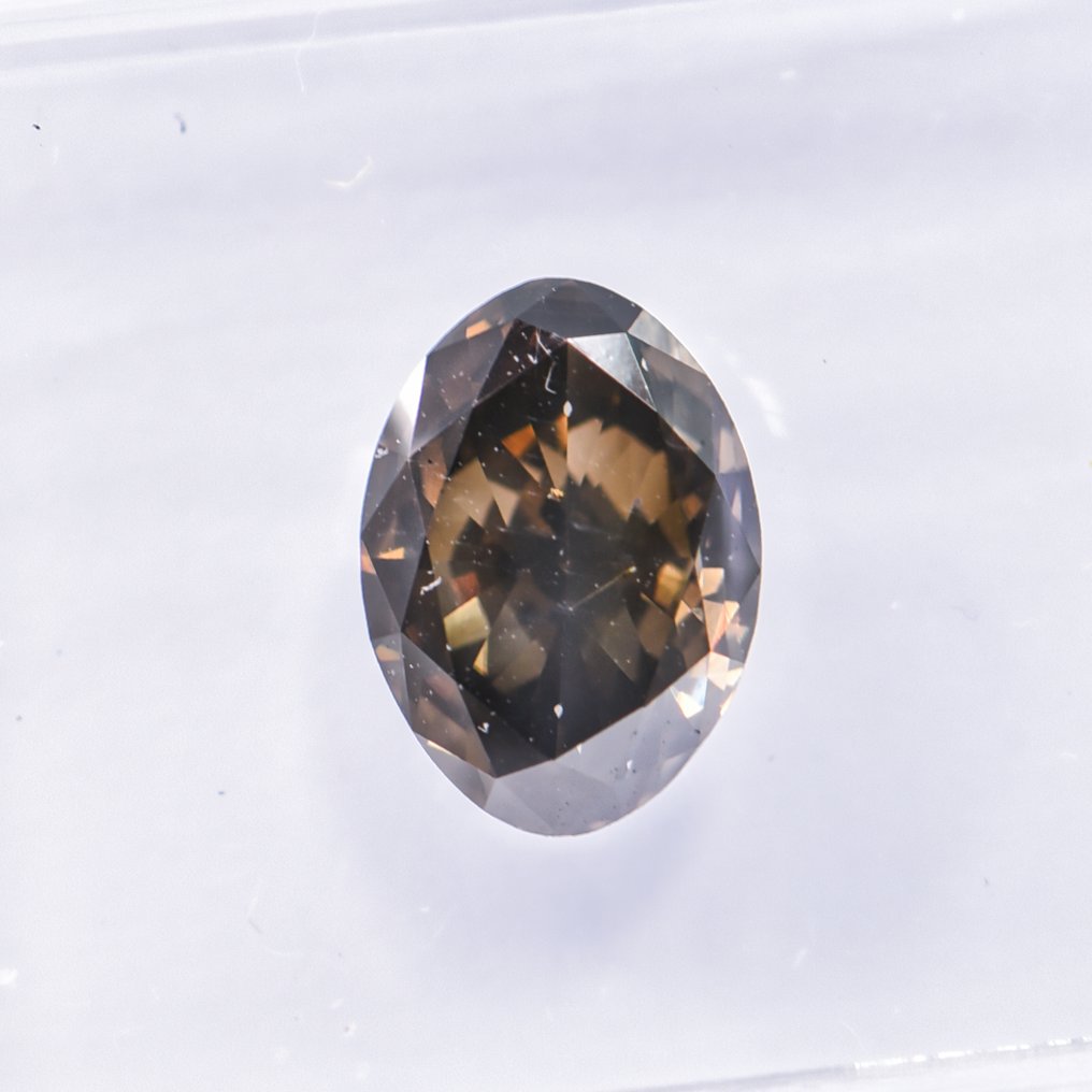 没有保留价 - 1 pcs 钻石 (天然色彩的) - 1.30 ct - 椭圆形 - Fancy dark 稍帶綠色的 灰色 - SI1 微内含一级 - 国际宝石研究院(IGI) - VG VG #2.1