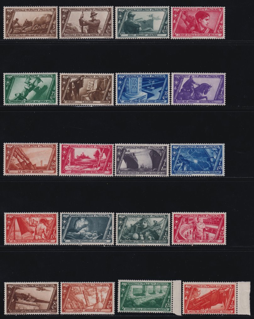 義大利王國 1932 - 马西亚苏罗马系列完整套装，含PA + Exp Sass S.66，状态为MN H** #1.0