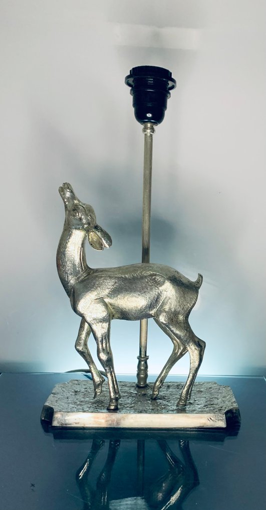 Valenti - Lampe - Valenti sølvbelagt bronze hjorte lampe - Forsølvet bronze - i stil med Valenti Deer Bronze Lamp #2.1