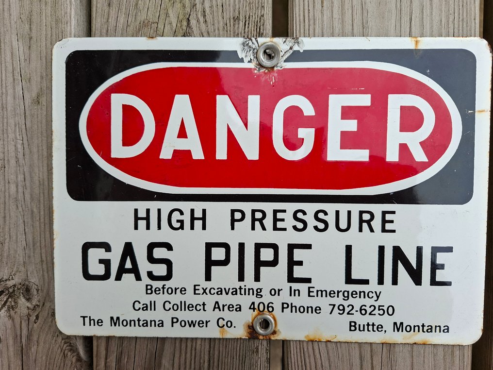 Danger high pressure gas pipeline - Enamel sign - Enamel #2.1