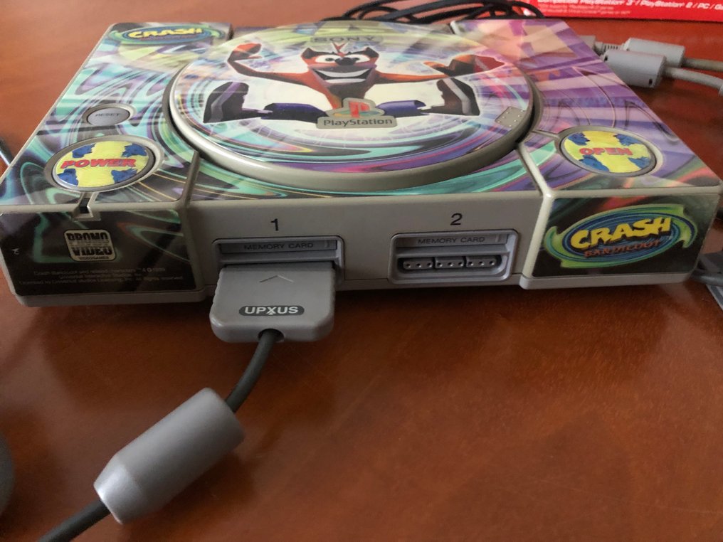 Sony - Playstation 1 (PS1) - Customised SCPH-7502 Crash Bandicoot +Thrustmaster steering wheel with pedals+CD FINAL FANTASY VIII - Video game console + games #1.0