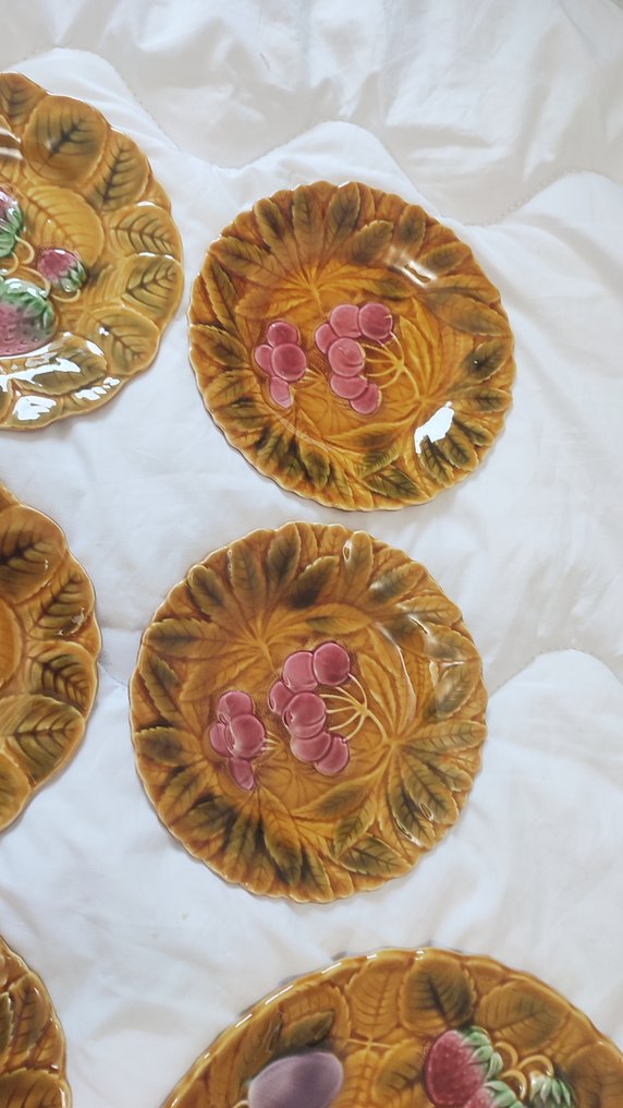 Sarreguemines - France - Serviço de sobremesa (14) - Barbotine, Majolica - Serviço de mesa, Plat #1.0