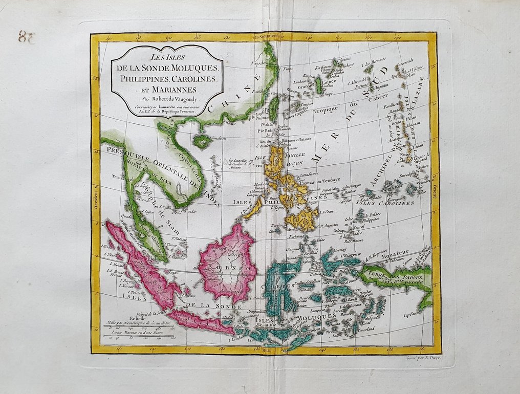 Ασία - Φιλιππίνες / Ανατολικές Ινδίες / Ασία / Βόρνεο / Ταϊλάνδη / Τζάβας / Μπανγκόκ / Σουμάτρα; R. de Vaugondy - Les Isles de la Sonde, Moluques, Philippines, Carolines et Mariannes - 1781-1800 #1.0