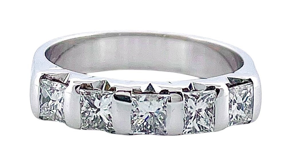 戒指 - 18K包金 白金 钻石 (天然)  #1.0