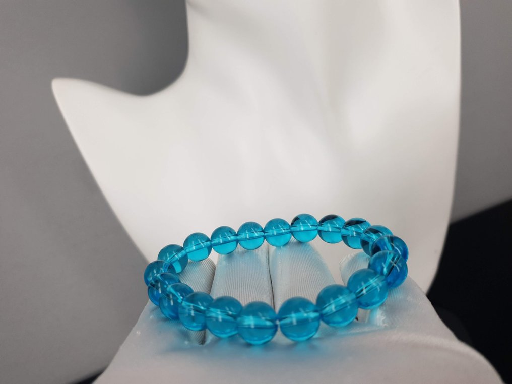 Φυσικό Aquamarine Grade 7A / Μήκος 16 εκ. / Χωρίς τιμή εκκίνησης / Δωρεάν αποστολή. - Βραχιόλι #2.1