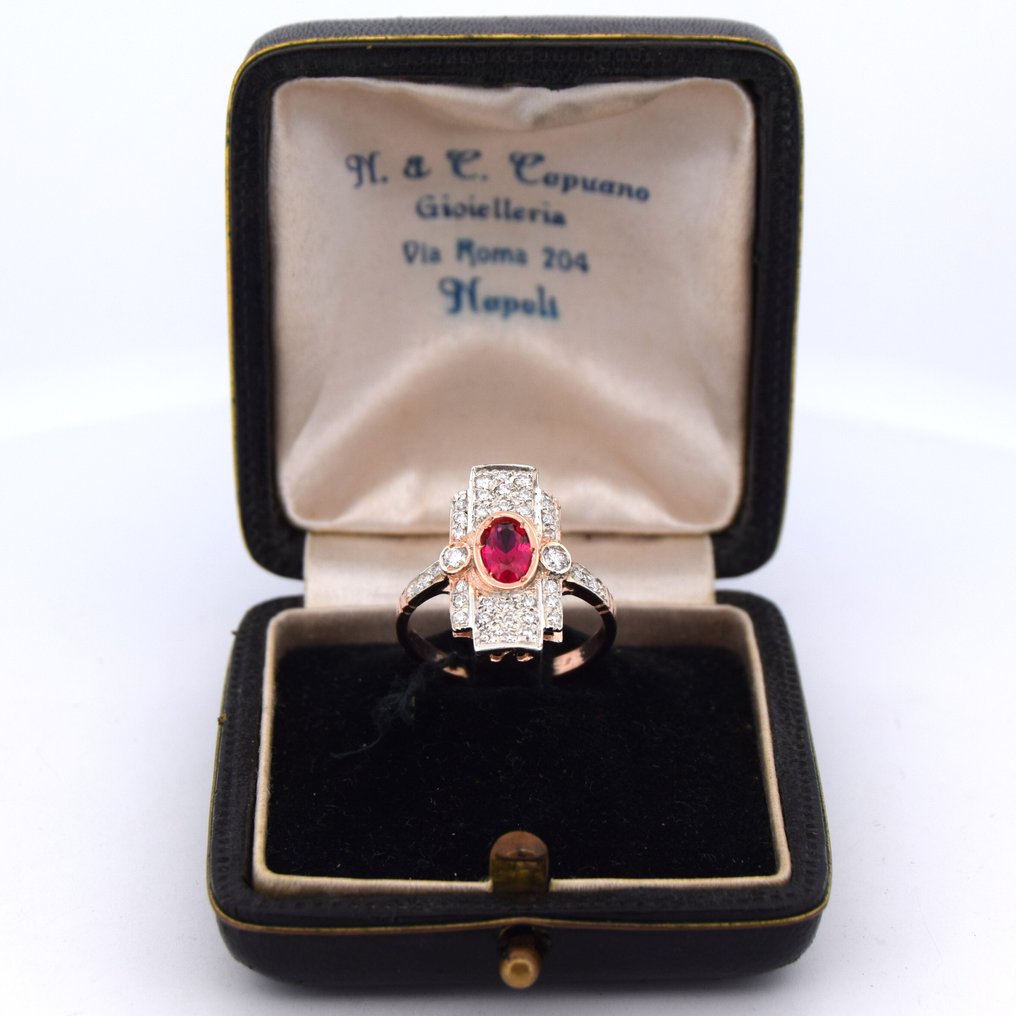 Sem preço de reserva - Anel de braço - 9 kt. Ouro rosa -  1.80ct. tw. Rubi - Diamante #1.0