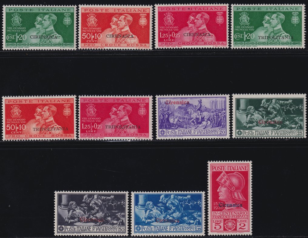 Ιταλική Τριπολιτιδα 1929/30 - Συλλογή από 4 πλήρεις σειρές MNH** με Κυρηναϊκή. #1.0