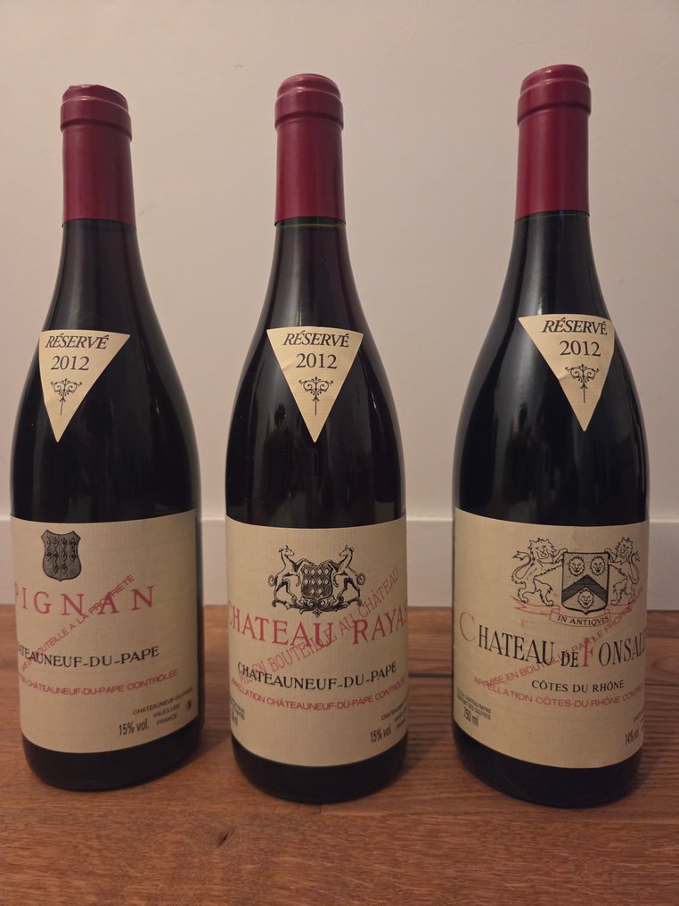 2012 E. Reynaud, Chateau Rayas, Fonsalette & Pignan - Rhône - 3 Bottles (0.75L) #1.0