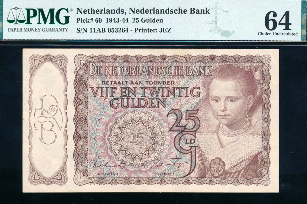 Netherlands. - 25 Gulden 1943 - Pick 60 / PL63.b  (No Reserve Price) #1.0