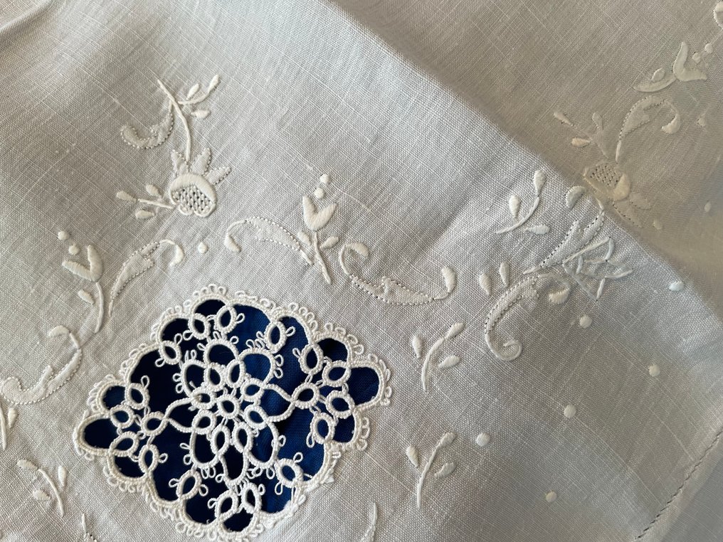 ricami fatti a mano e merletto chiaccherino - 床單 (3)  - 240 cm - 230 cm - 刺绣、披萨和喋喋不休 #2.1