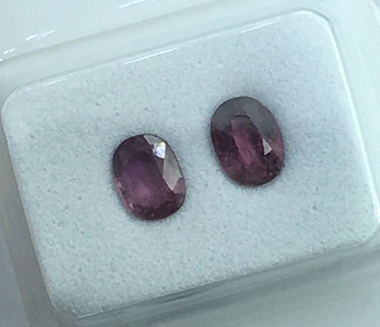 Utan reservationspris - 2 pcs Lila Safir - 1.40 ct - Antwerp Laboratory for Gemstone Testing (ALGT) - Naturlig safir #4.3