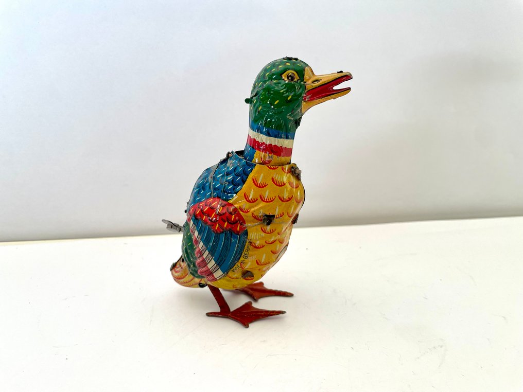Issmayer Or Similar - 锡制玩具 - Colorful Rapping Duck - 1900-1910 - 德国 #1.0