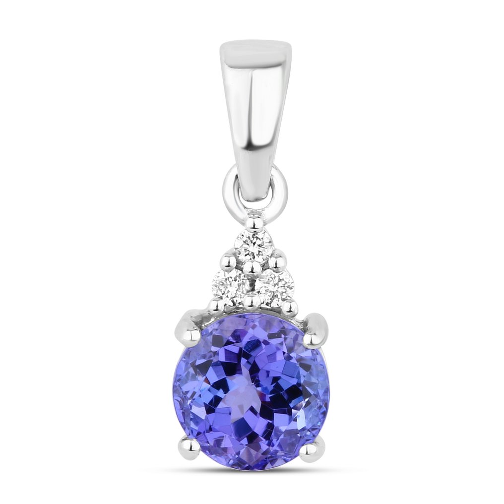 Κρεμαστό κόσμημα - 14 καράτια Λευκός χρυσός -  1.45ct. tw. Τανζανίτης - Διαμάντι #1.0