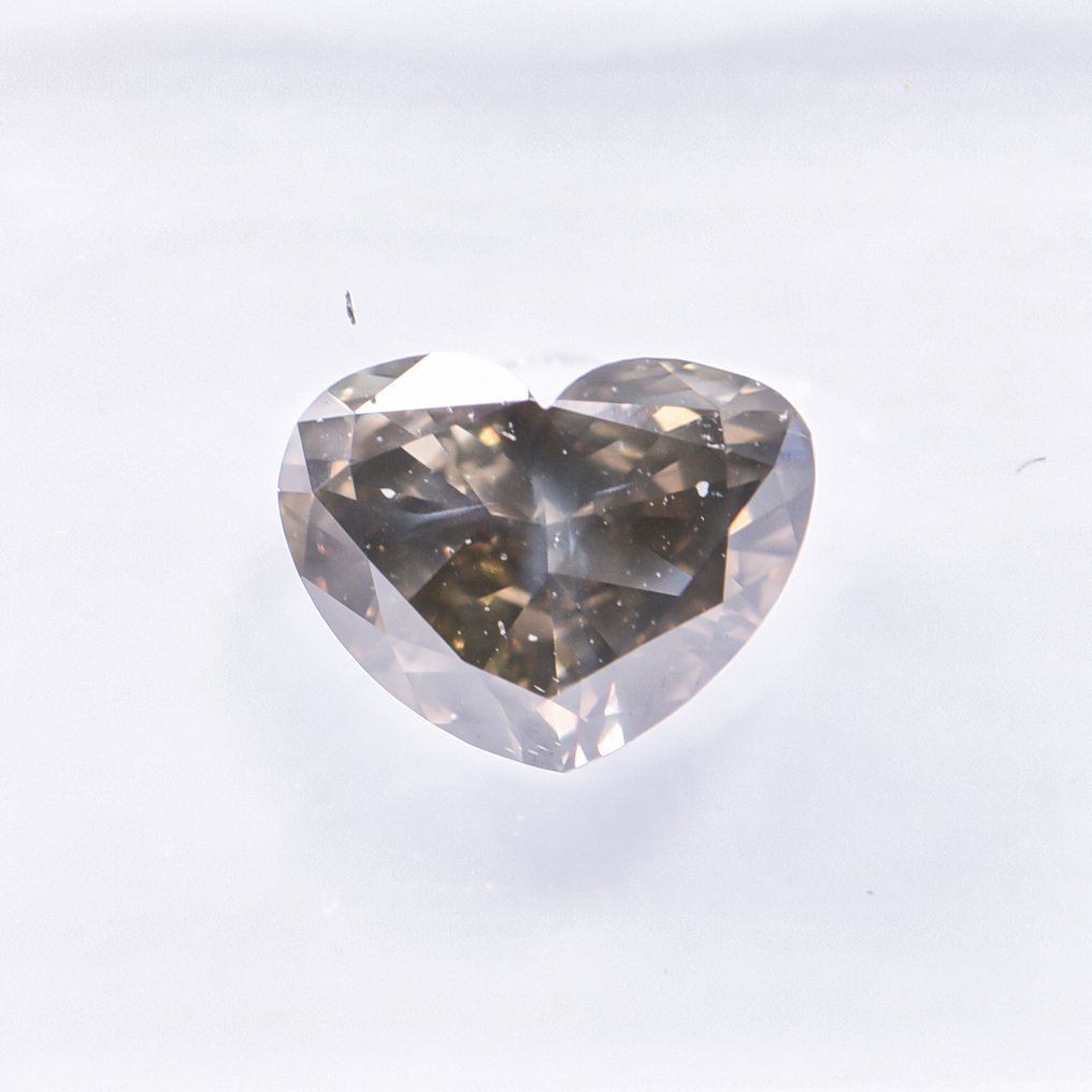 没有保留价 - 1 pcs 钻石 (天然色彩的) - 1.01 ct - 心形 - Fancy deep 稍帶綠色的, 稍帶灰色的 黄色 - SI1 微内含一级 - 国际宝石研究院(IGI) - VG VG #3.2