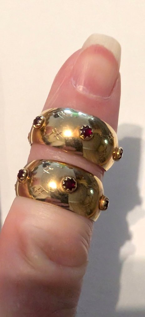 No Reserve Price - ART - Earrings - 14 kt. Yellow gold Ruby - Ruby #4.3