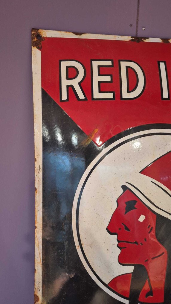 搪瓷广告牌 红印第安机油 - 标志 - 搪瓷 #1.0