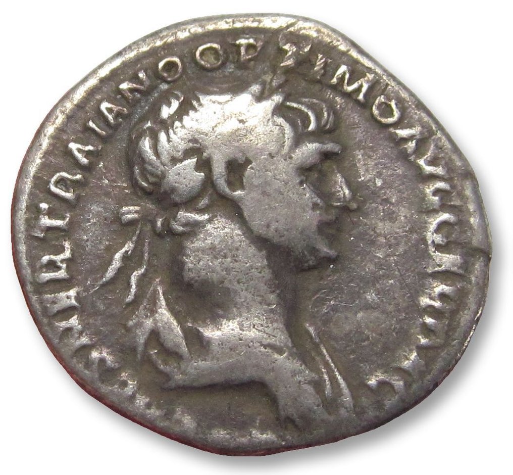 Romeinse Rijk. Trajan (98-117 n.Chr.). Denarius Rome mint circa winter 114 A.D. - early 115 A.D. - very rare reverse type ! - (Zonder Minimumprijs) #1.0