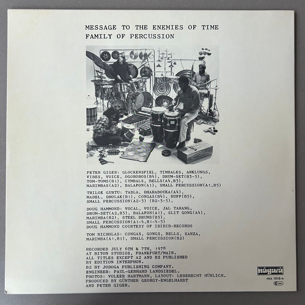 Family Of Percussion - Message To The Enemies Of Time (SIGNED by Tom Nicholas and two more!!) - 单张黑胶唱片 - 1st Pressing - 1978 #1.0