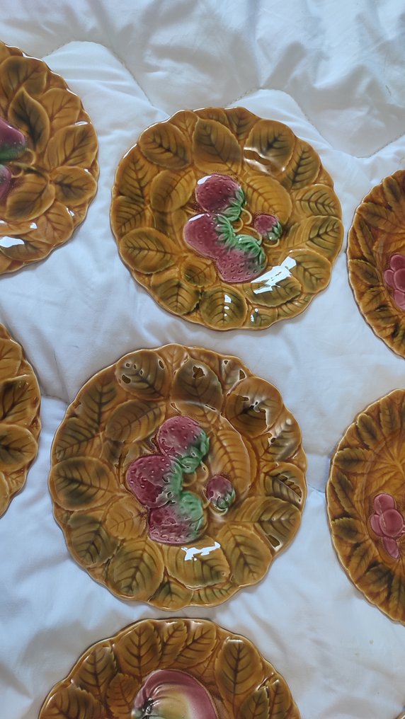 Sarreguemines - France - Serviço de sobremesa (14) - Barbotine, Majolica - Serviço de mesa, Plat #4.3