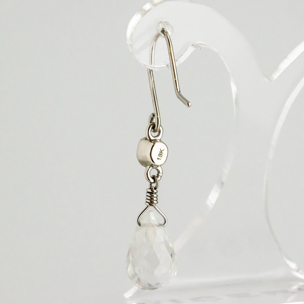 Σκουλαρίκια - 18 καράτια Λευκός χρυσός Τοπάζιο - Διαμάντι #4.3