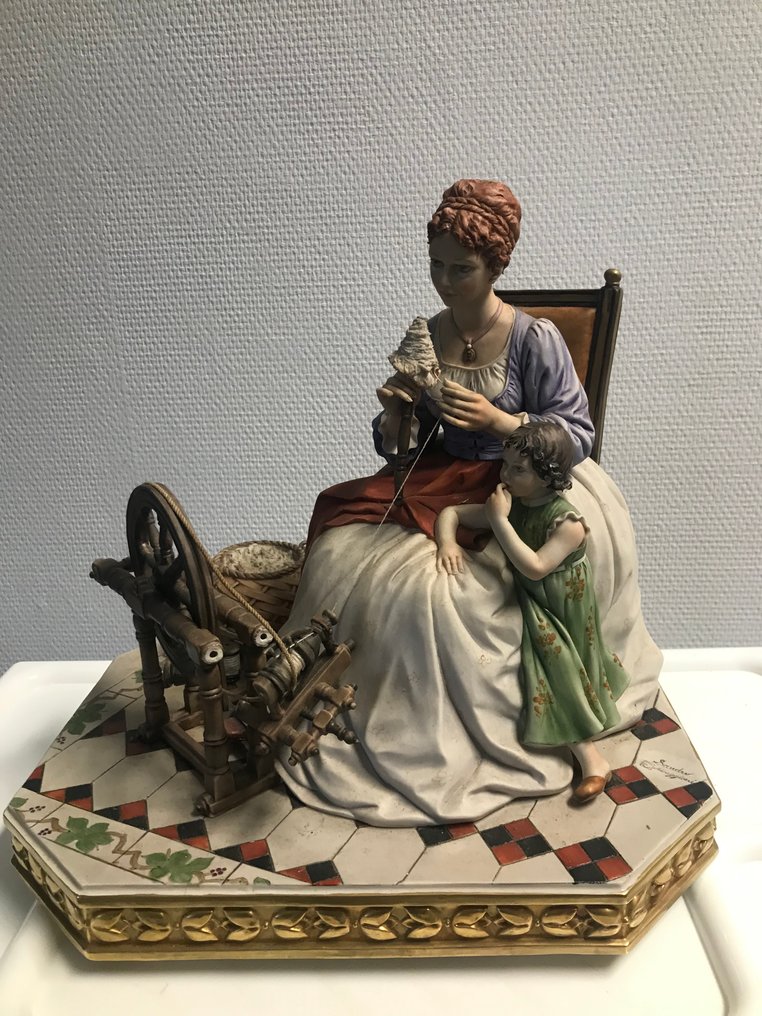 Capodimonte - Figurine - Het Spinnewiel - Porcelain #4.3