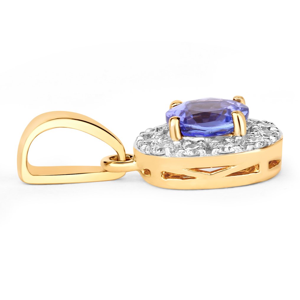 Κρεμαστό κόσμημα - 14 καράτια Κίτρινο χρυσό -  0.43ct. tw. Τανζανίτης - Διαμάντι #3.2