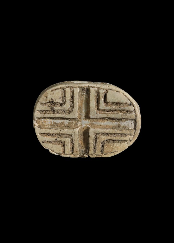 古埃及，第三中间期 滑石 Scarab, 带有几何装饰 #1.0