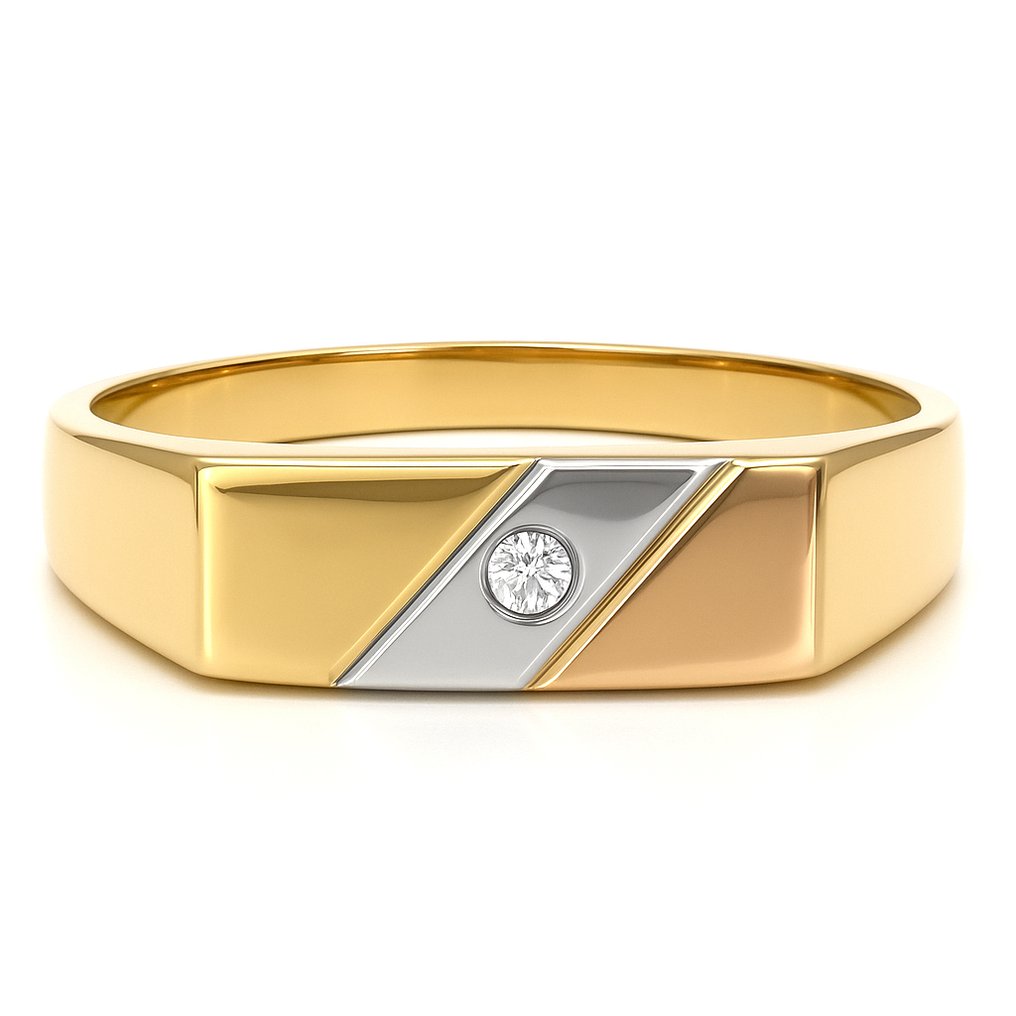 戒指 - 18K包金 白金, 黄金 -  0.03ct. tw. 钻石 (天然)  #1.0