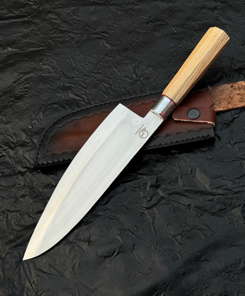 Μαχαίρι κουζίνας - Μαχαίρι κουζίνας - Ανοξείδωτο ατσάλι 12c27, σεφ μαχαίρια, Silver Guard με λαβή από ξύλο ASH - Ασία - ξύλο - Ασία #4.3