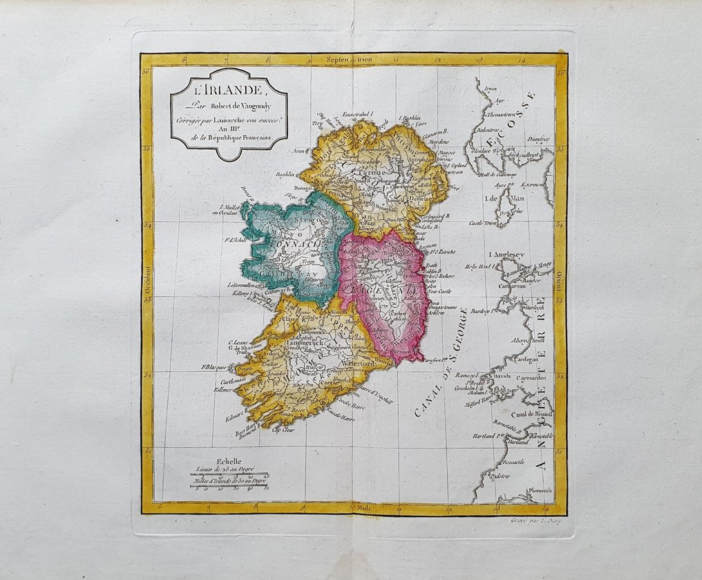 Ευρώπη - Ιρλανδία / Δουβλίνο / Ηνωμένο Βασίλειο / Μπέλφαστ; R. de Vaugondy - L'Irlande - 1781-1800 #1.0