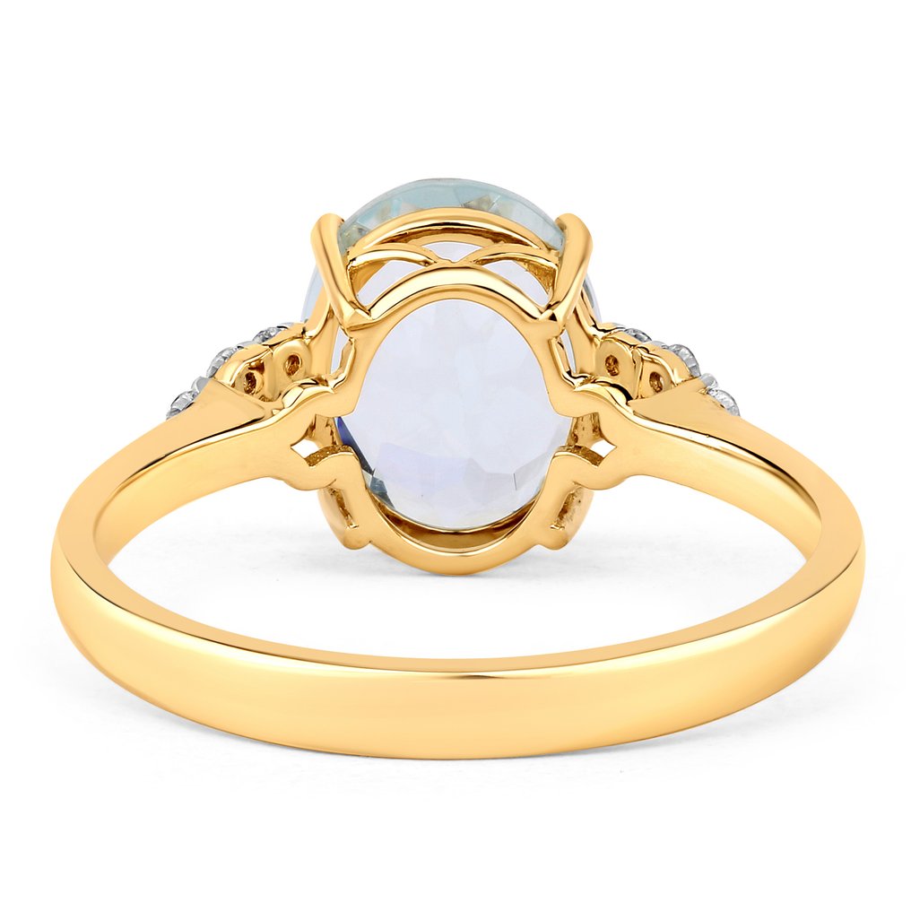 戒指 - 14K包金 黄金 - 2.35ct. tw. 海蓝宝石 - 钻石 #4.3