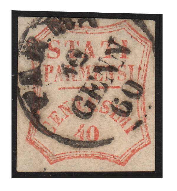 Αρχαία ιταλικά κράτη - Πάρμα 1860 - Προσωρινή Κυβέρνηση, 40 βαθμοί Κελσίου, ανοιχτό βουργουνδί. - Sassone n. 17b #1.0