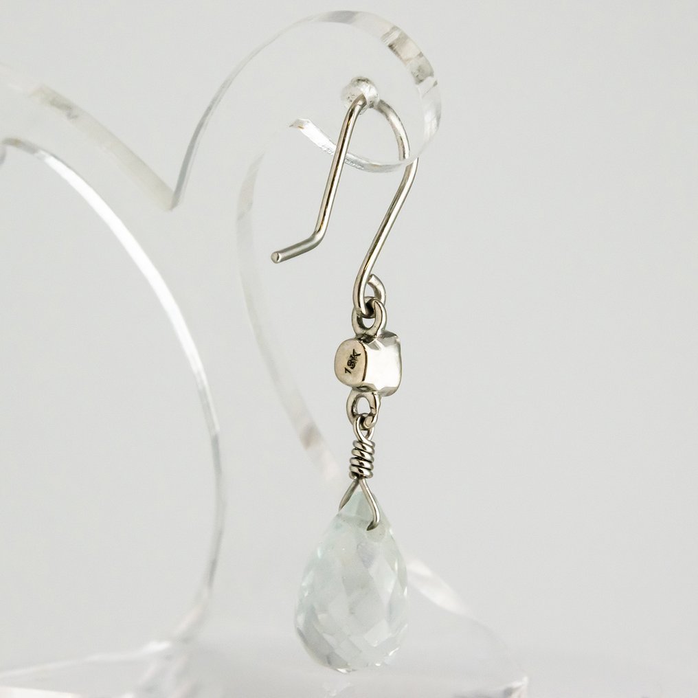 Σκουλαρίκια - 18 καράτια Λευκός χρυσός Τοπάζιο - Διαμάντι #3.2