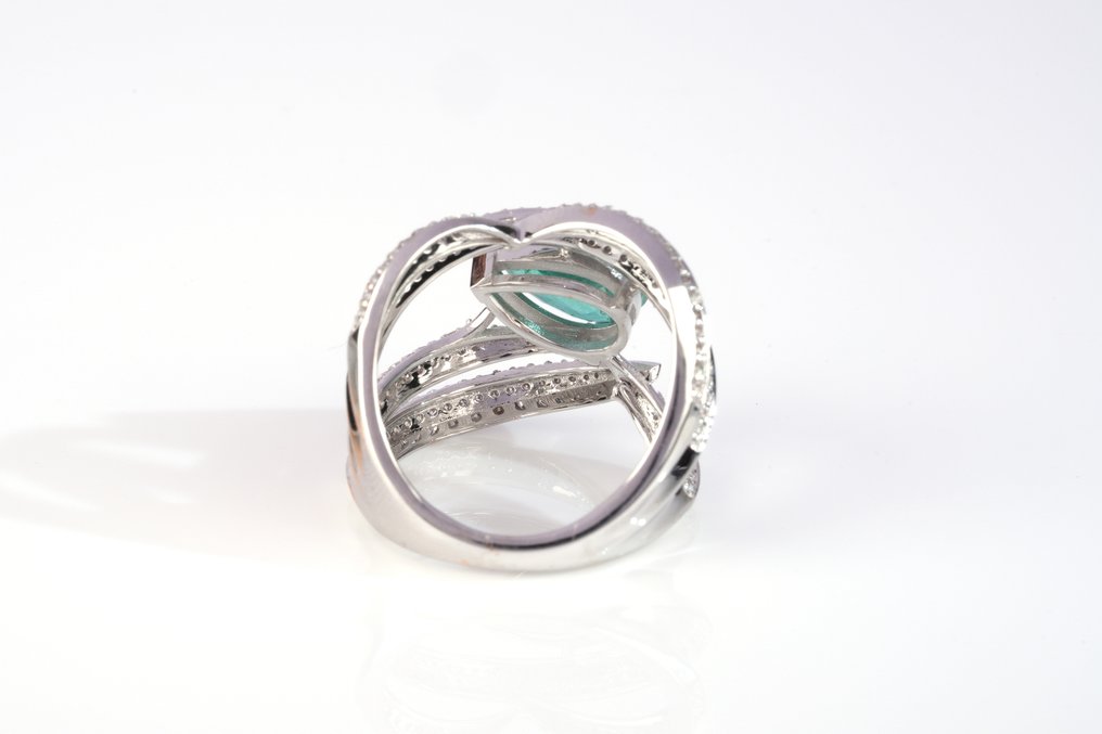 戒指 - 18K包金 白金 -  2.55ct. tw. 祖母绿 - 钻石 #4.3