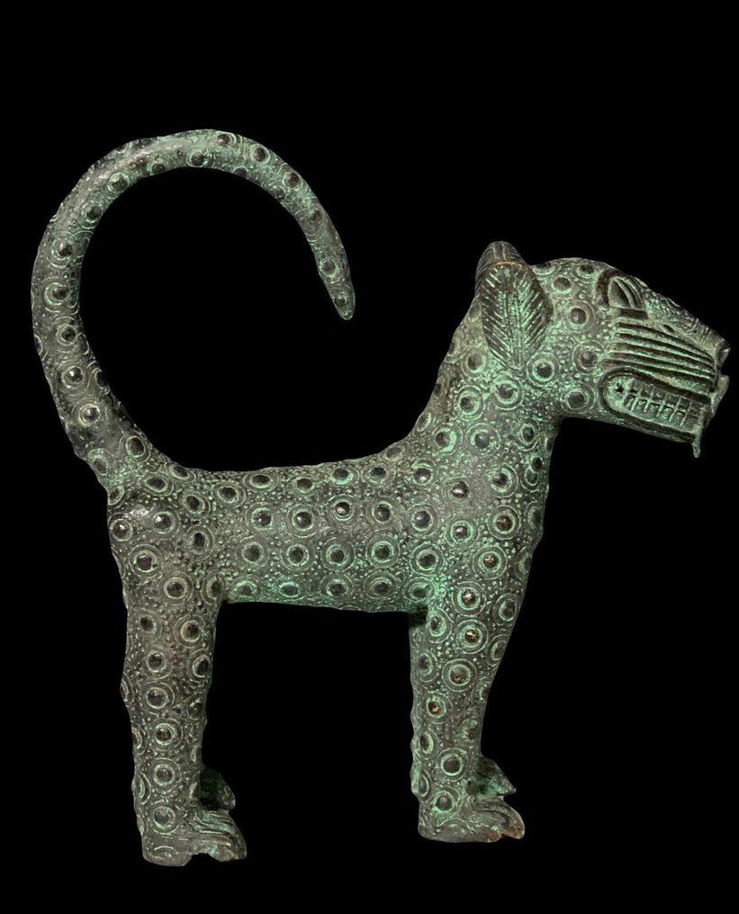 Rare et exceptionnelle personnage léopard - 雕像頭 - leopars royal - bini edo - 尼日利亞  (沒有保留價) #1.0