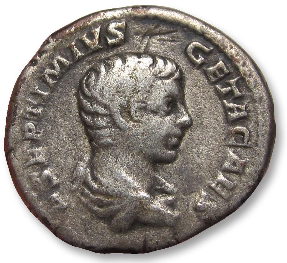 Império Romano. Geta as Caesar. Denarius Rome mint circa 203-208 A.D. - PONTIF COS, Minerva -  (Sem preço de reserva) #1.0