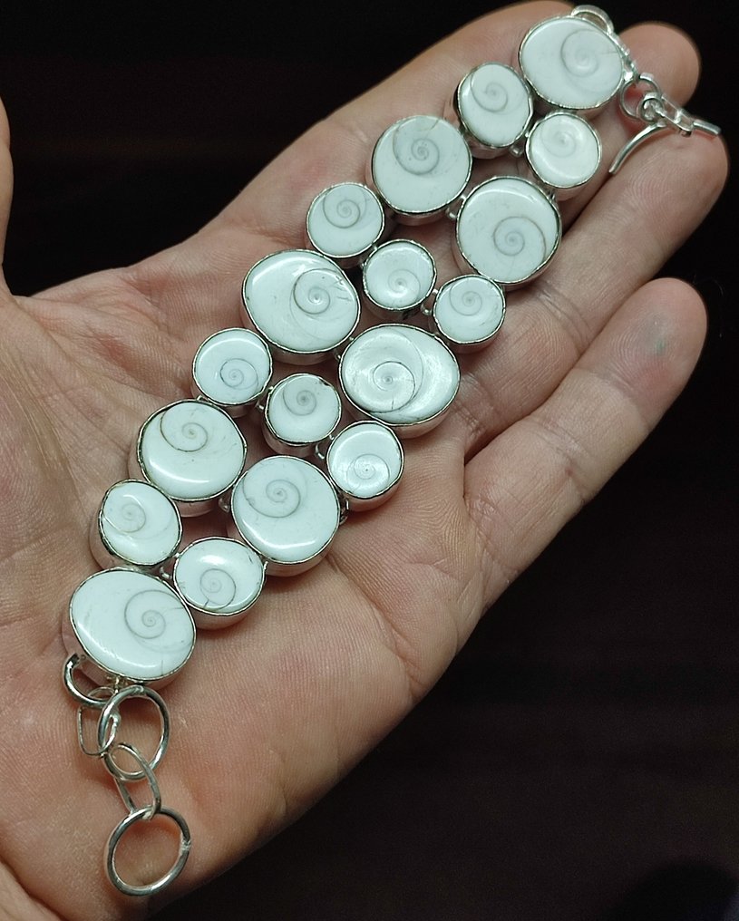 无保留价 美丽的湿婆之眼手工925银手链 - 手镯 #3.2