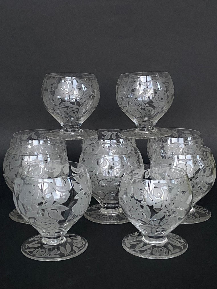 Baccarat - Drinking glass - Exceptional set of 10 glasses - Fontenay model - Engraved crystal #1.0
