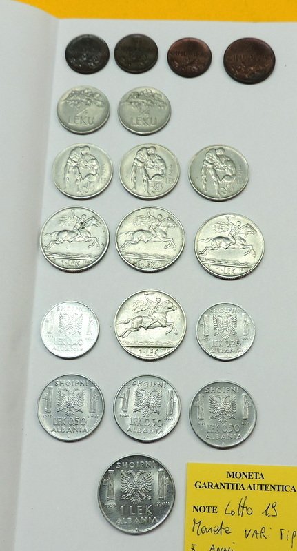 阿尔巴尼亚. Lot of 19 coins, various metals and denominations 1926/1941  (没有保留价) #3.2