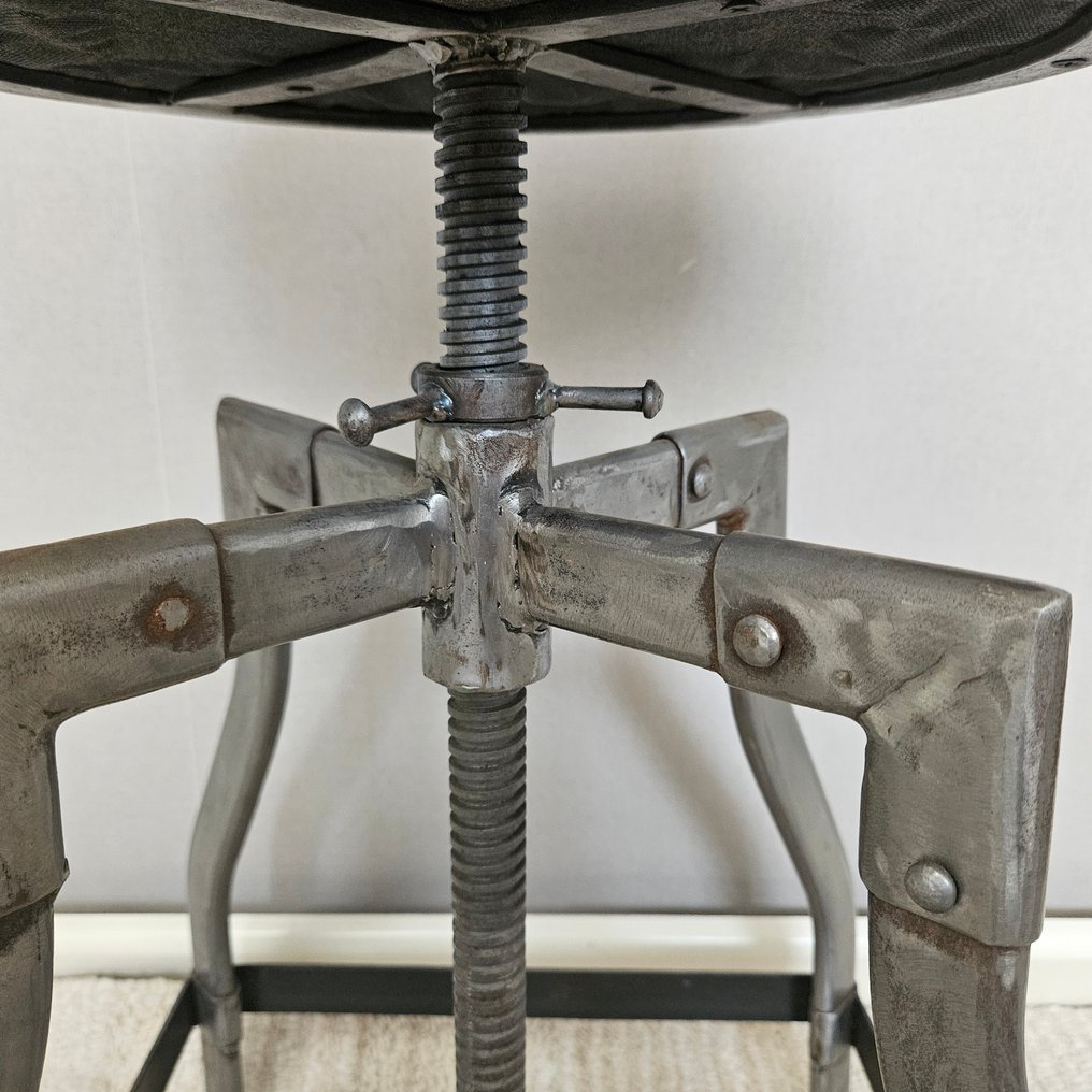 Taburete - ajustable en altura - Hierro, Cuero - Draaikruk #2.1