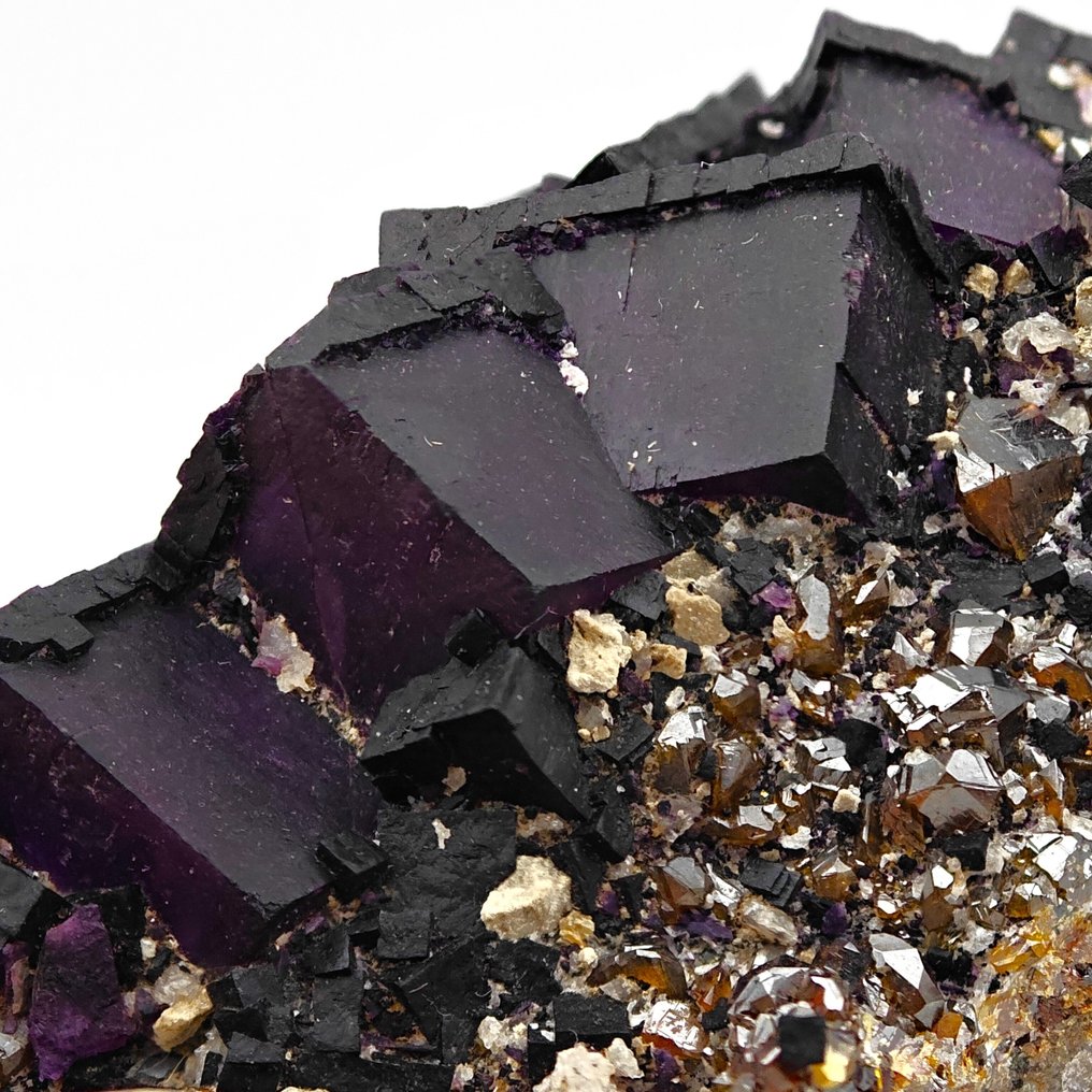 萤石紫色和闪锌矿宝石，美国 矩陣晶體 - 高度: 104 mm - 闊度: 51 mm- 118 g #1.0