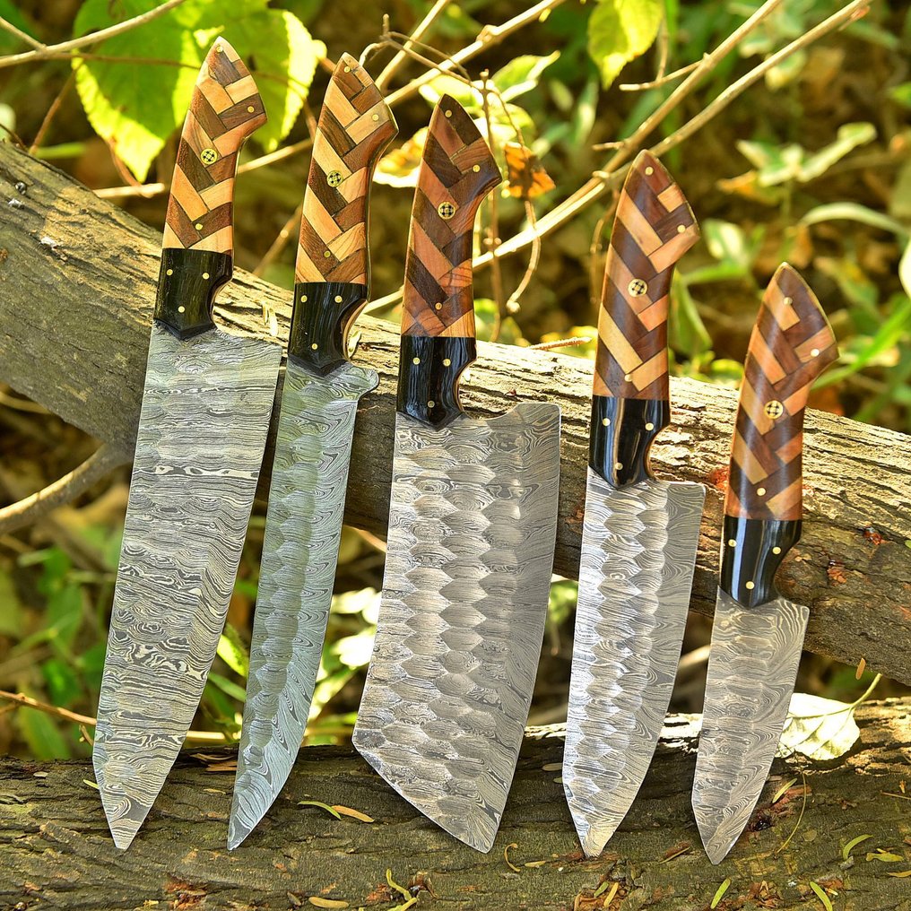 廚刀 - Chef's knife - 折叠钢、橄榄木、木材与树脂 - 北美 #1.0