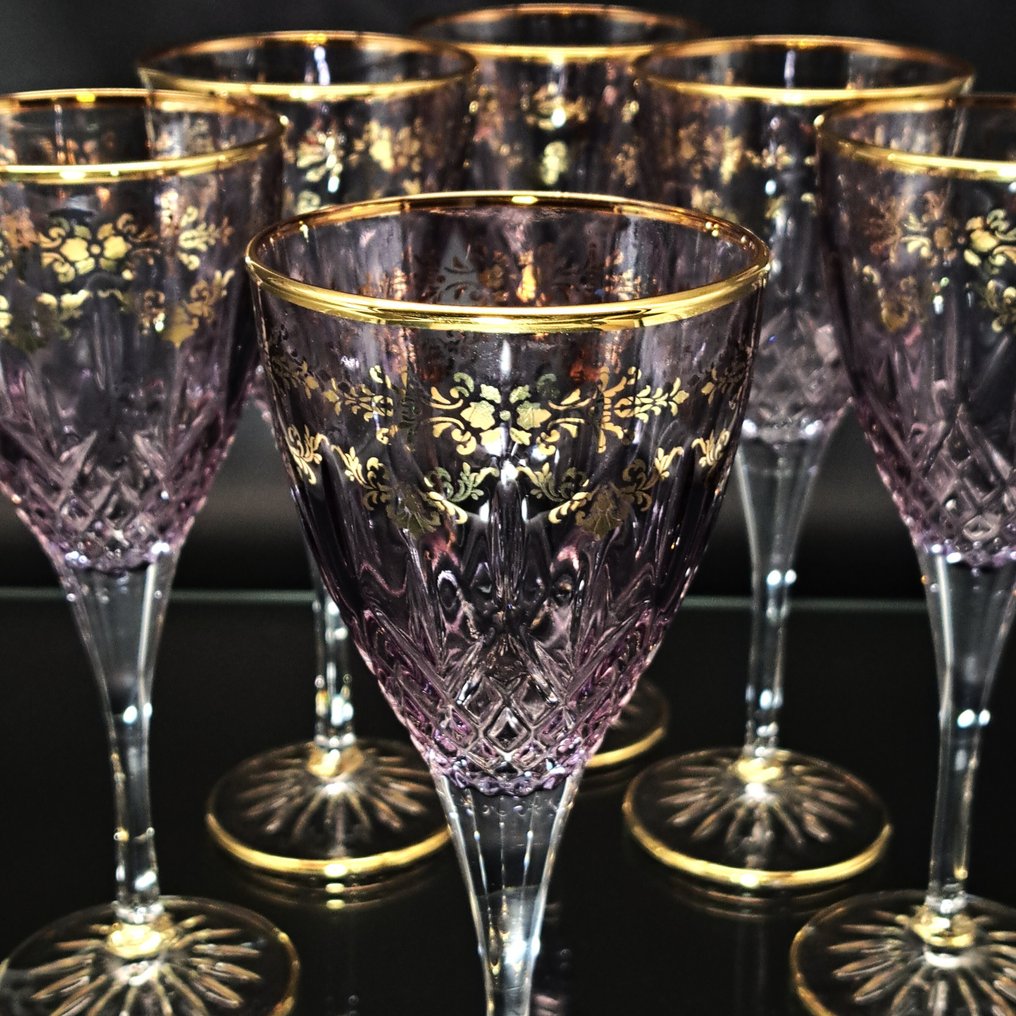 Artemisia - 酒杯 (6) - 水晶, oro 24kt - I Merletti #1.0