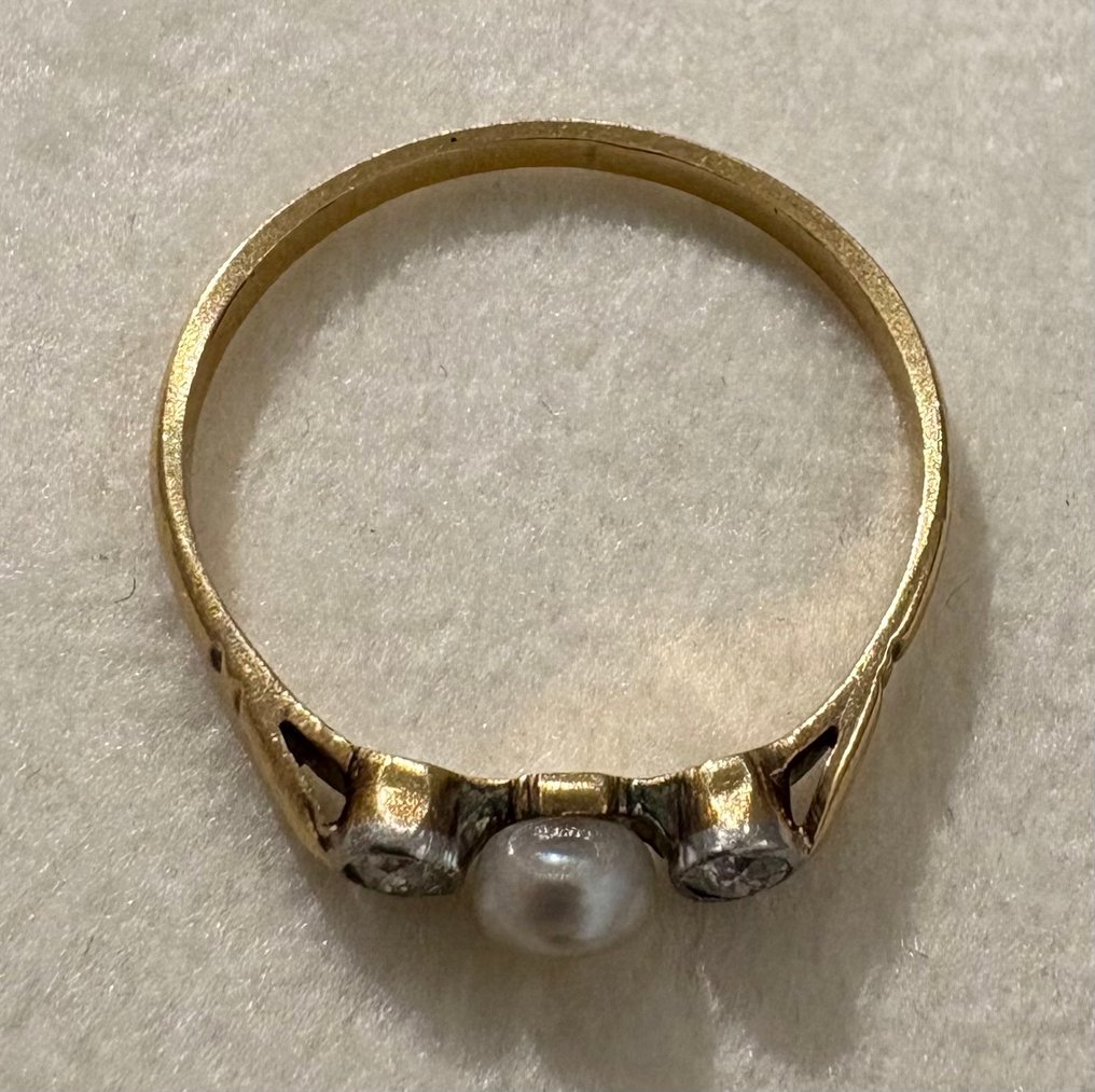 Inel - 19.2 kt. Aur galben Perlă - Diamant #3.2