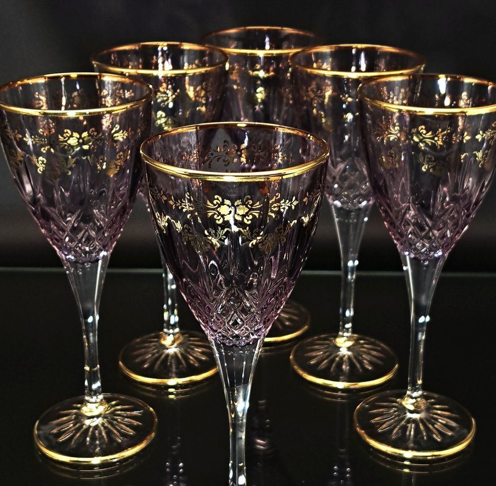 Artemisia - 酒杯 (6) - 水晶, oro 24kt - I Merletti #1.0